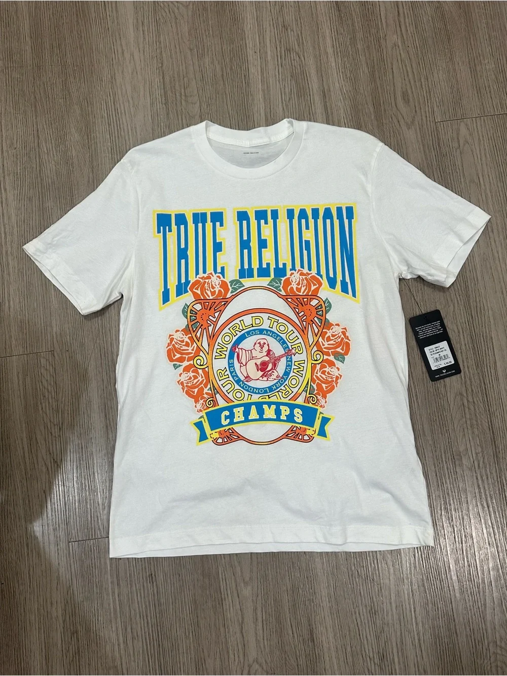 True Religion Men's White Graphic Logo Tee